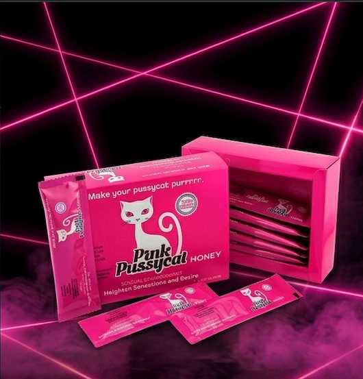 Miel Pink Pussycat: Energía Natural y Deseo, 1 Caja con 12 Sobres de 20g